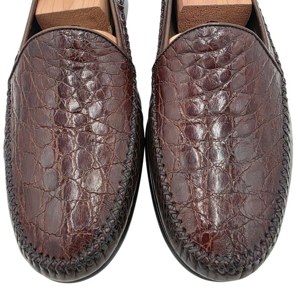 Worn once? Vintage Bragano Exotic Alligator Italy Loafers Mens 8.5M Dress Shoes main image 8